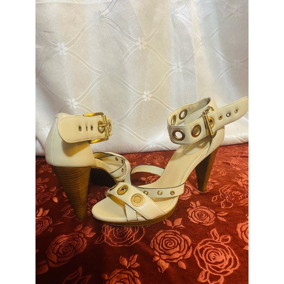 COPY - Cole Haan Beige/Cream Sandal Peep-Toe Heels - Size 7.5 - Picture 1 of 4